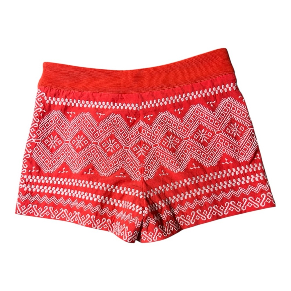 Anthropologie THML Skirt Orange Embroidery Geometric Short Size S